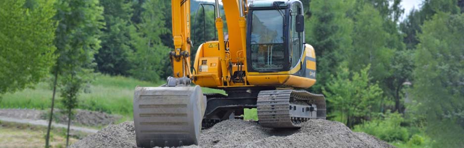 An example of a local builder using a JCB digger during a construction job